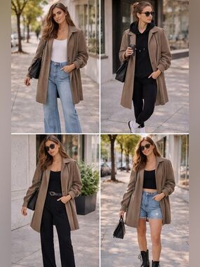 Vintage Learsi wool oversize taupe coat